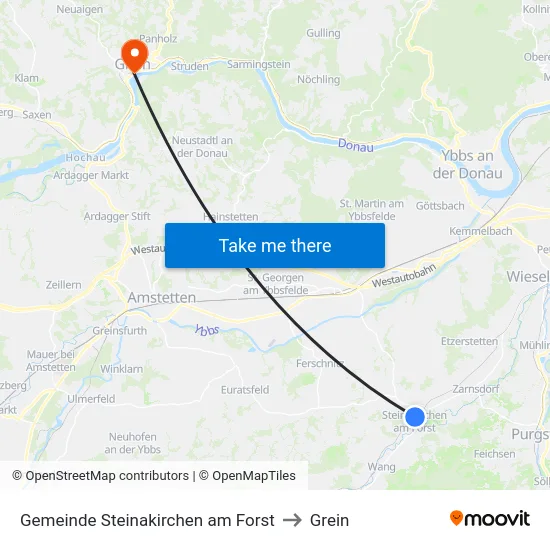 Gemeinde Steinakirchen am Forst to Grein map