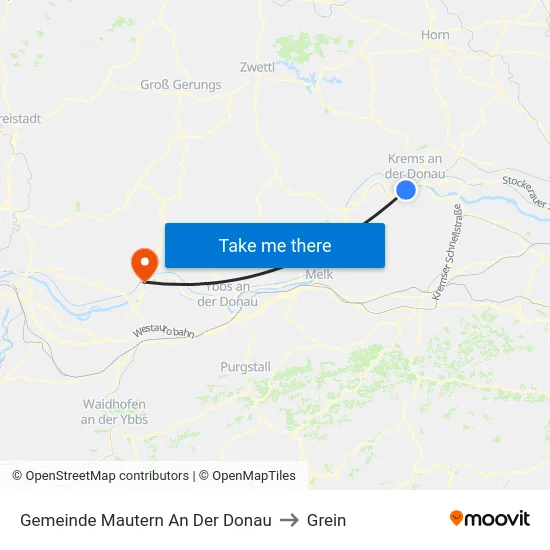 Gemeinde Mautern An Der Donau to Grein map