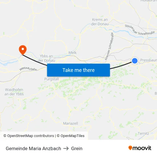 Gemeinde Maria Anzbach to Grein map