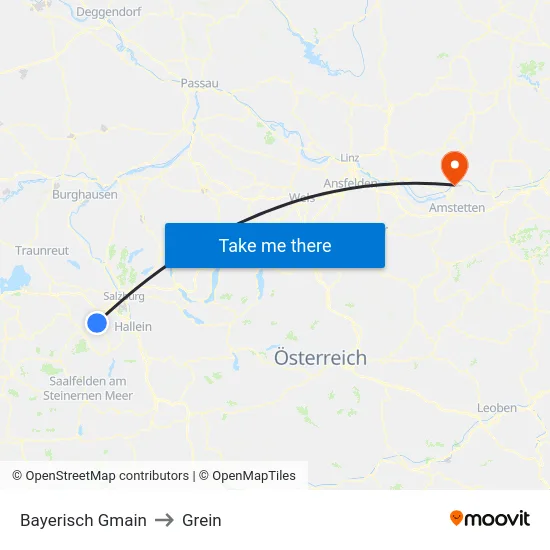 Bayerisch Gmain to Grein map