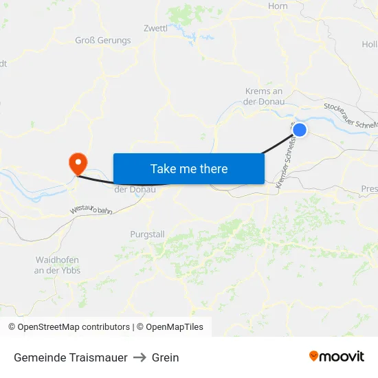 Gemeinde Traismauer to Grein map