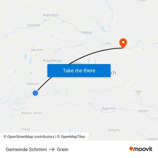 Gemeinde Schmirn to Grein map