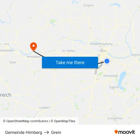 Gemeinde Himberg to Grein map