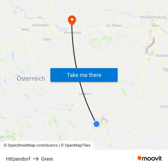 Hitzendorf to Grein map