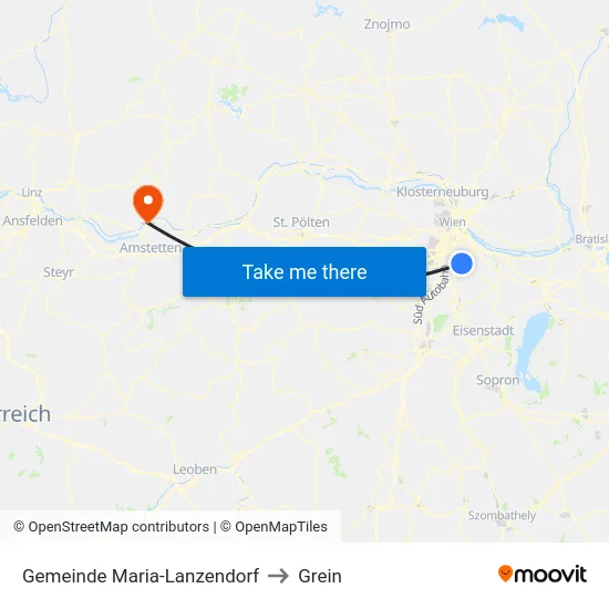 Gemeinde Maria-Lanzendorf to Grein map