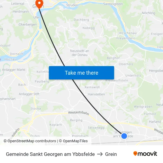 Gemeinde Sankt Georgen am Ybbsfelde to Grein map