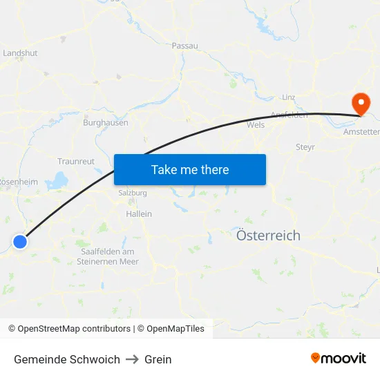 Gemeinde Schwoich to Grein map