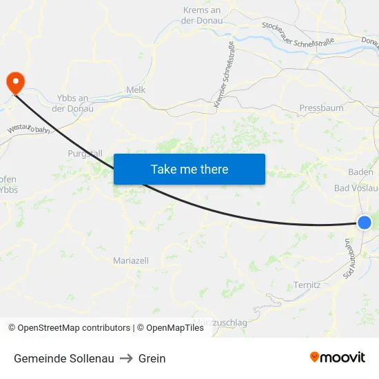 Gemeinde Sollenau to Grein map
