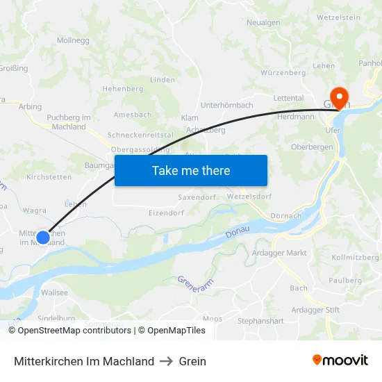 Mitterkirchen Im Machland to Grein map