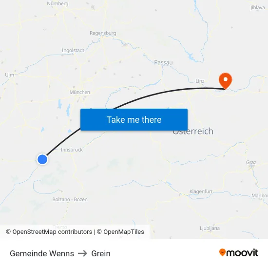 Gemeinde Wenns to Grein map