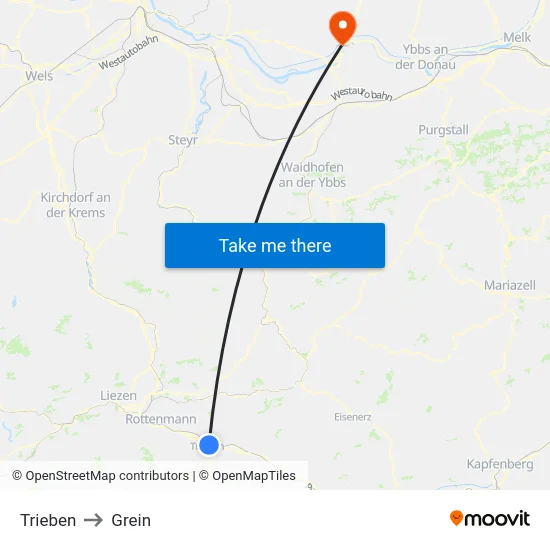 Trieben to Grein map