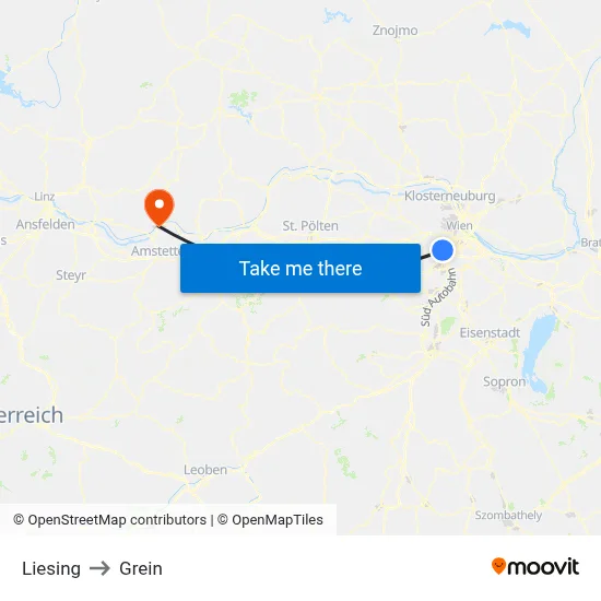 Liesing to Grein map