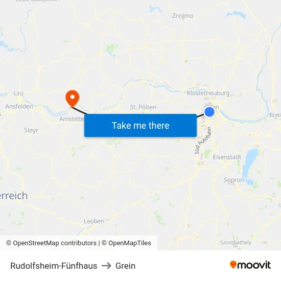 Rudolfsheim-Fünfhaus to Grein map