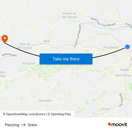 Penzing to Grein map