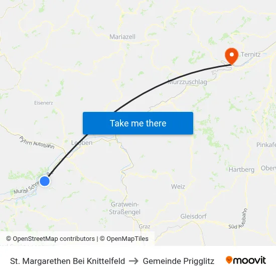 St. Margarethen Bei Knittelfeld to Gemeinde Prigglitz map