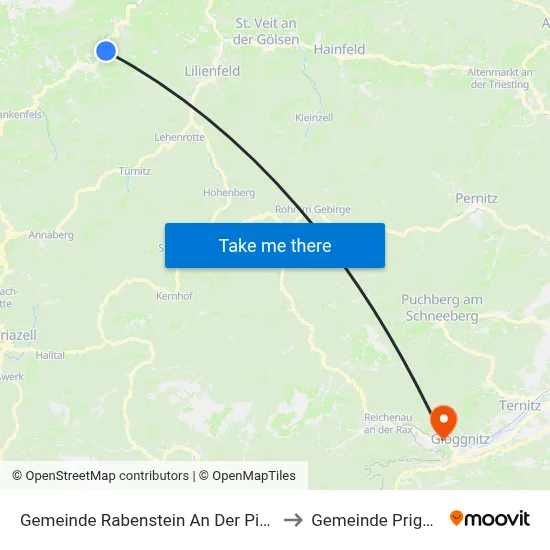 Gemeinde Rabenstein An Der Pielach to Gemeinde Prigglitz map