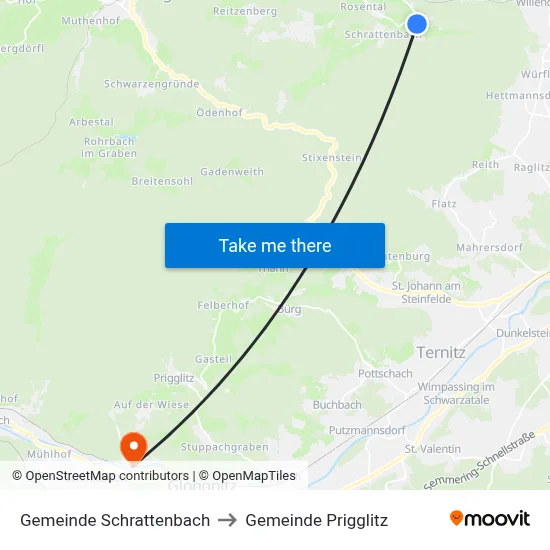 Gemeinde Schrattenbach to Gemeinde Prigglitz map