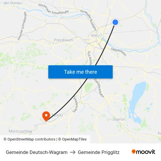 Gemeinde Deutsch-Wagram to Gemeinde Prigglitz map