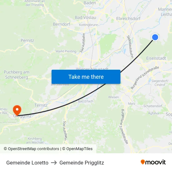 Gemeinde Loretto to Gemeinde Prigglitz map