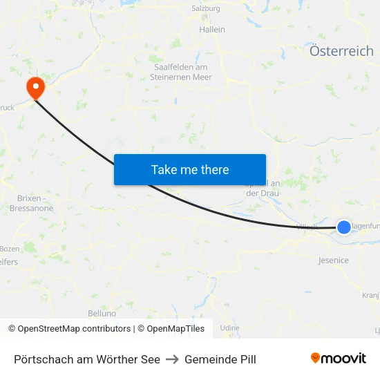 Pörtschach am Wörther See to Gemeinde Pill map