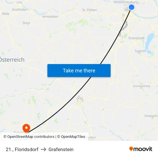 21., Floridsdorf to Grafenstein map