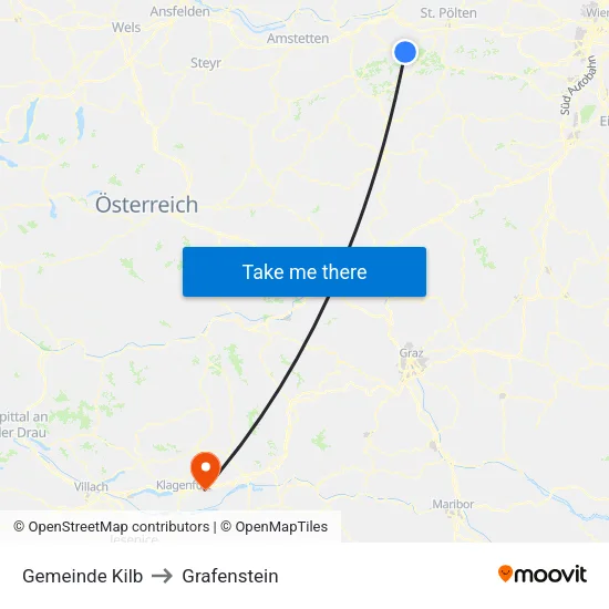 Gemeinde Kilb to Grafenstein map