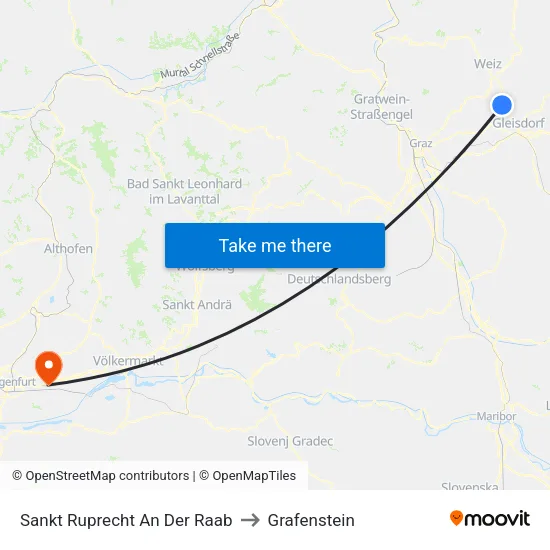 Sankt Ruprecht An Der Raab to Grafenstein map