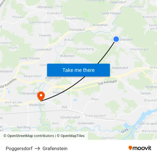 Poggersdorf to Grafenstein map