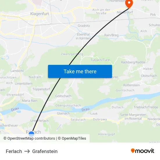 Ferlach to Grafenstein map
