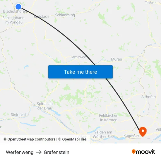 Werfenweng to Grafenstein map