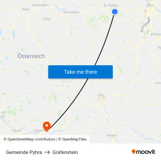Gemeinde Pyhra to Grafenstein map