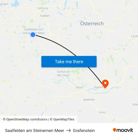 Saalfelden am Steinernen Meer to Grafenstein map