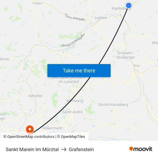 Sankt Marein Im Mürztal to Grafenstein map