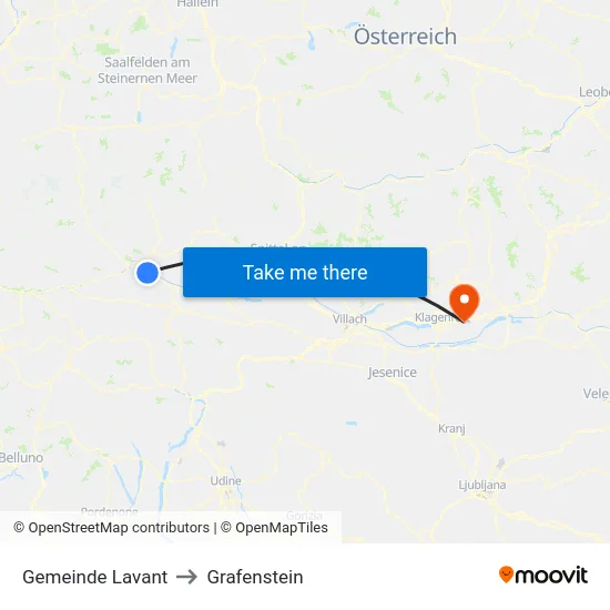 Gemeinde Lavant to Grafenstein map