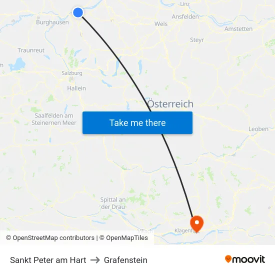 Sankt Peter am Hart to Grafenstein map