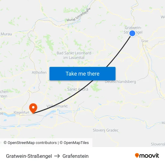 Gratwein-Straßengel to Grafenstein map