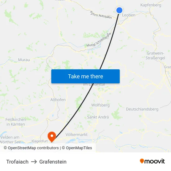 Trofaiach to Grafenstein map