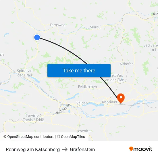 Rennweg am Katschberg to Grafenstein map