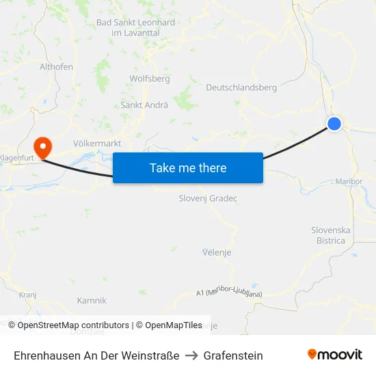 Ehrenhausen An Der Weinstraße to Grafenstein map