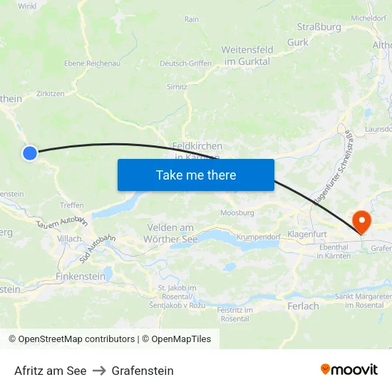 Afritz am See to Grafenstein map