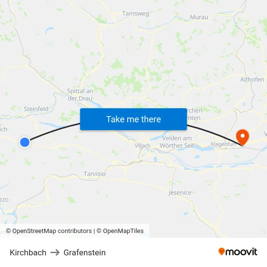 Kirchbach to Grafenstein map