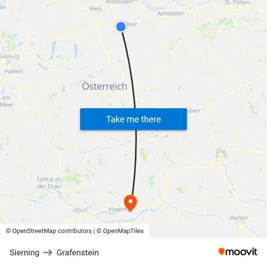 Sierning to Grafenstein map