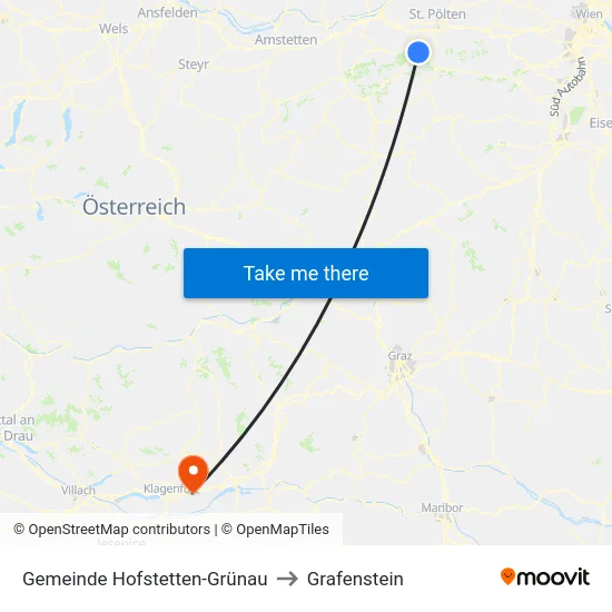 Gemeinde Hofstetten-Grünau to Grafenstein map