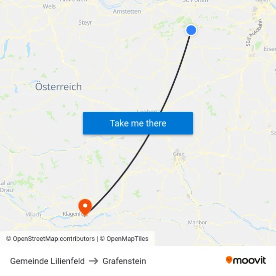 Gemeinde Lilienfeld to Grafenstein map