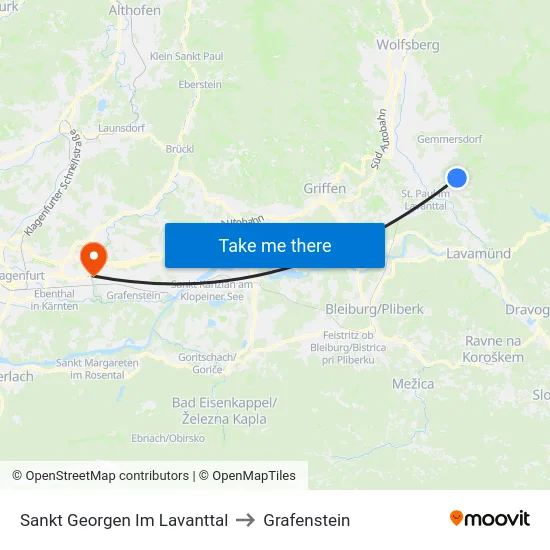 Sankt Georgen Im Lavanttal to Grafenstein map