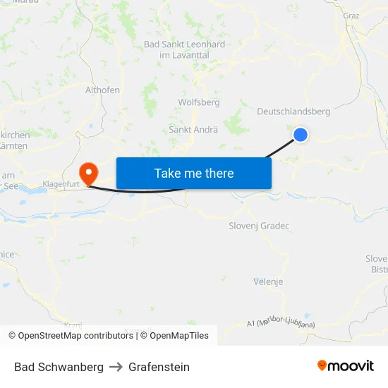 Bad Schwanberg to Grafenstein map