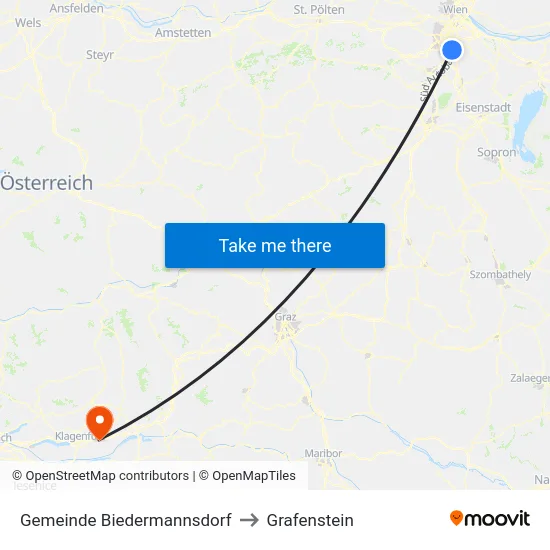 Gemeinde Biedermannsdorf to Grafenstein map