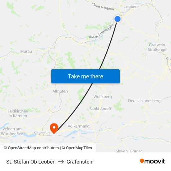 St. Stefan Ob Leoben to Grafenstein map