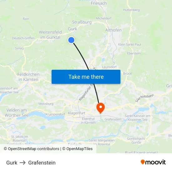 Gurk to Grafenstein map