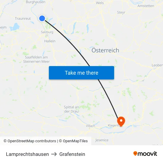 Lamprechtshausen to Grafenstein map